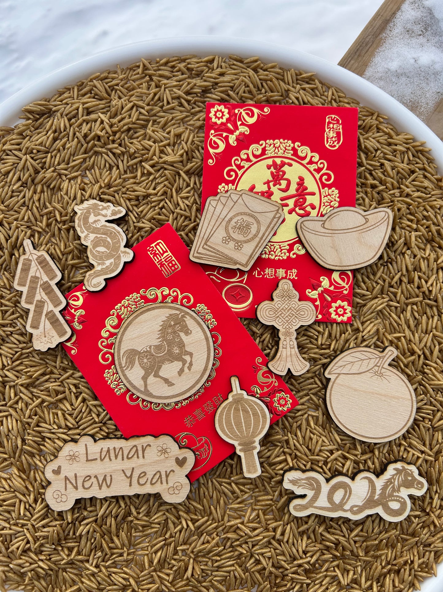 Lunar New Year wood loose parts
