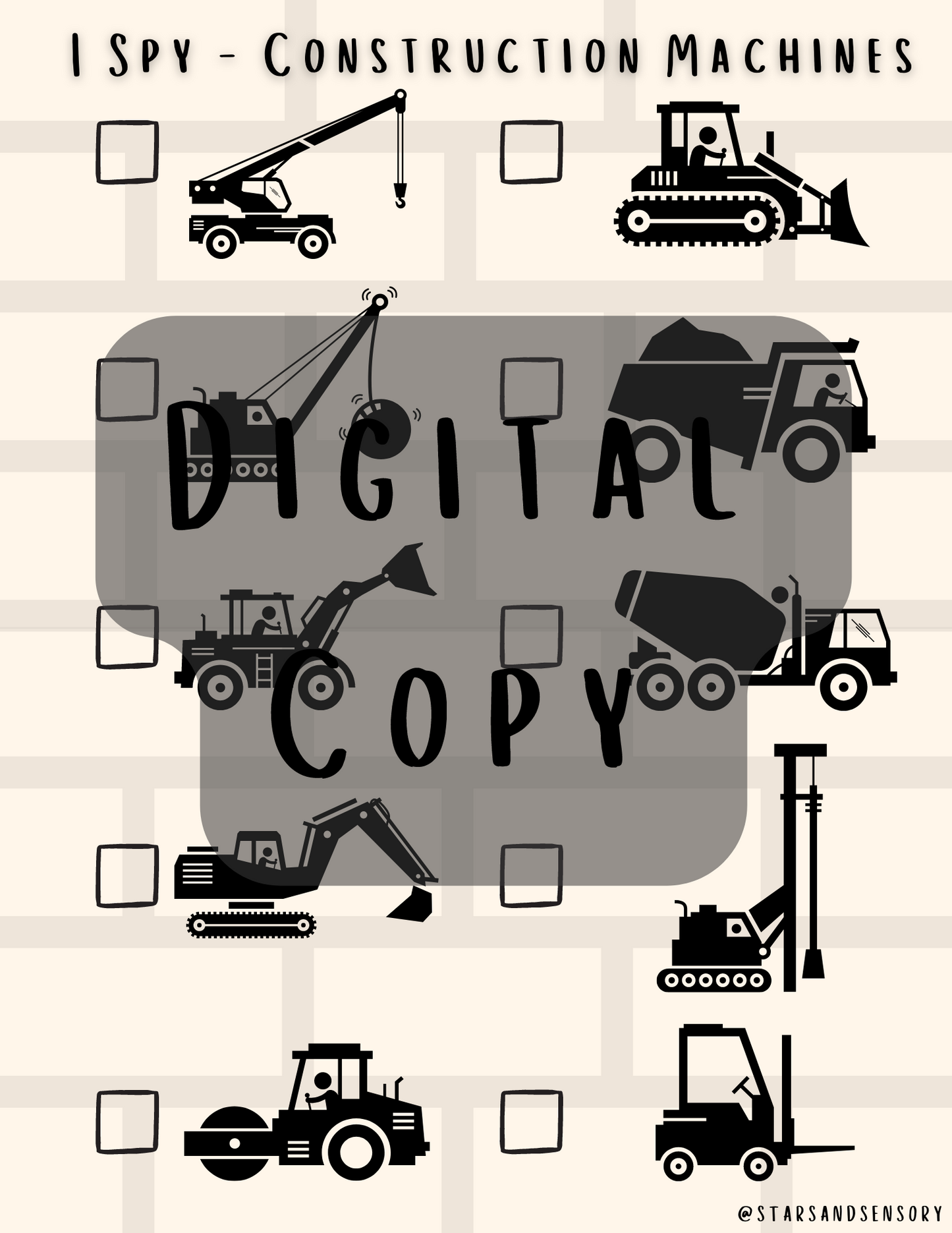 I Spy - Construction Machines PRINTABLE (Pictures)