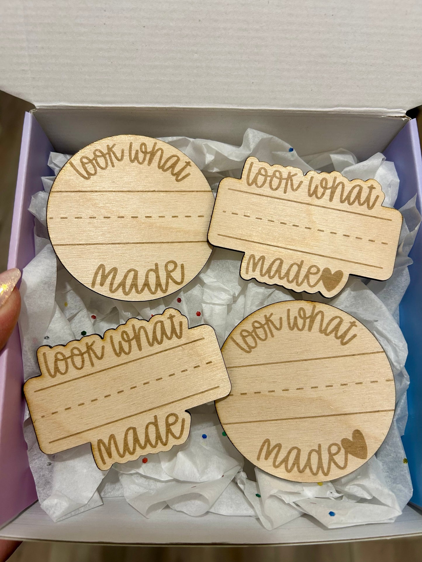 Wood Kid’s art magnets/clips