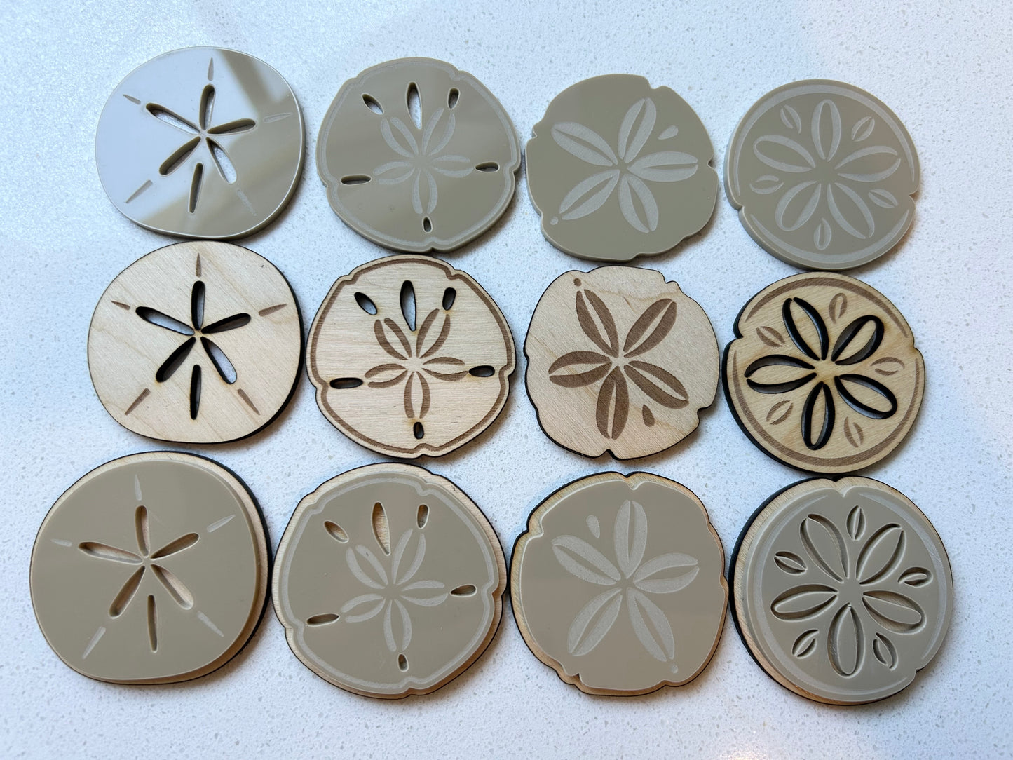 Acrylic/Wood Sand Dollar loose parts