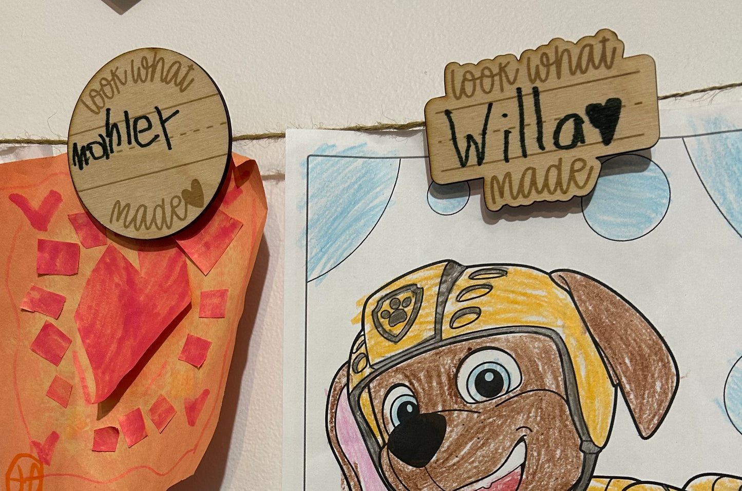 Wood Kid’s art magnets/clips