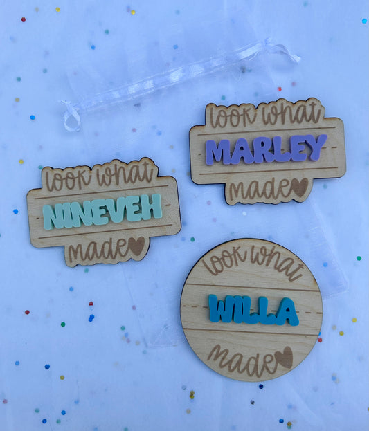 Look What I Made - Magnets or Clips - Personalized