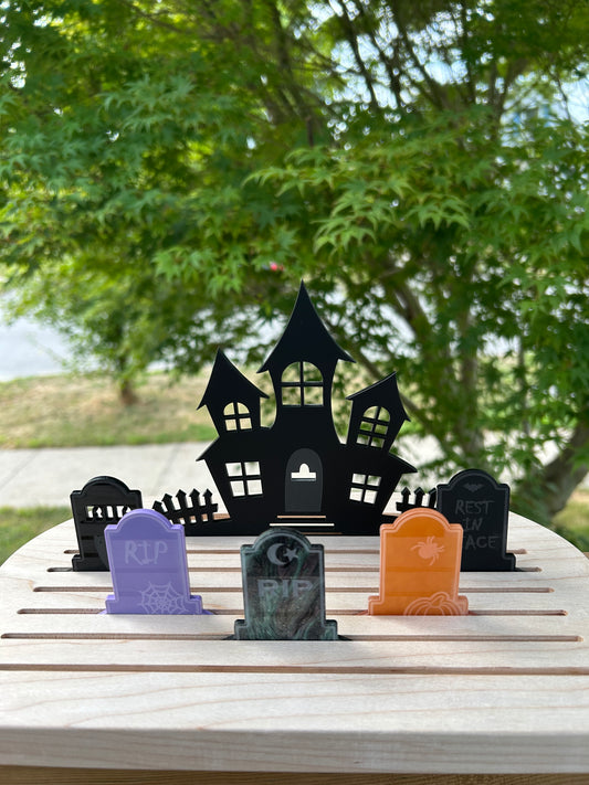 Acrylic Haunted House & tombstones