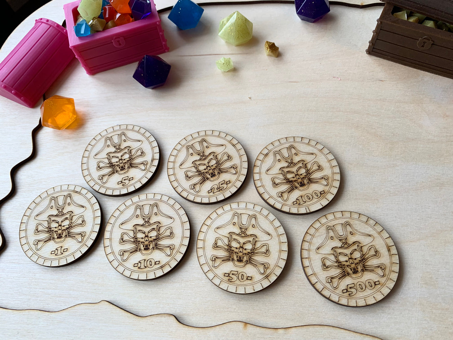 Pirate wood coins