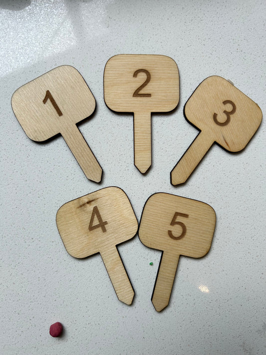 Wooden numbered garden stakes