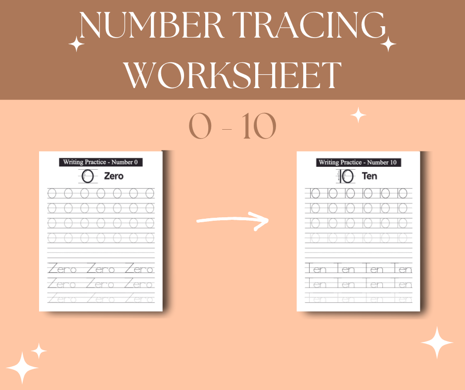 Number Tracing 0-10 Printable Worksheets