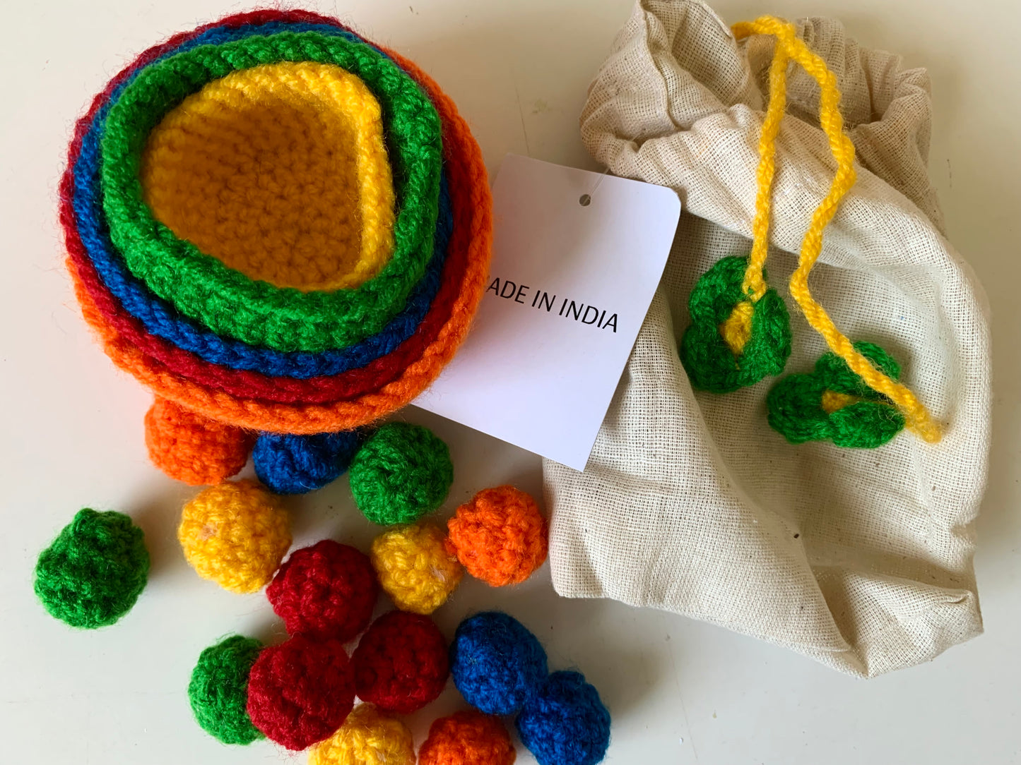 Crocheted Rainbow Sorting & Nesting Bowls