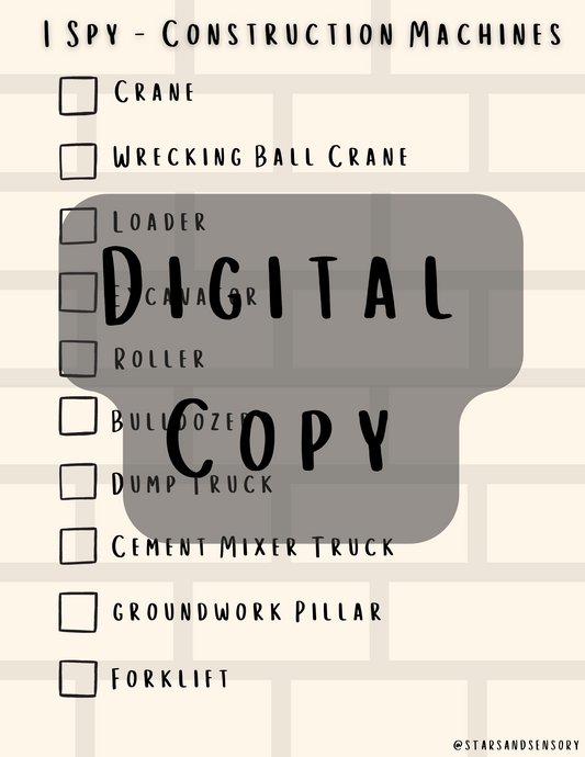 I Spy - Construction Machines PRINTABLE (Words)