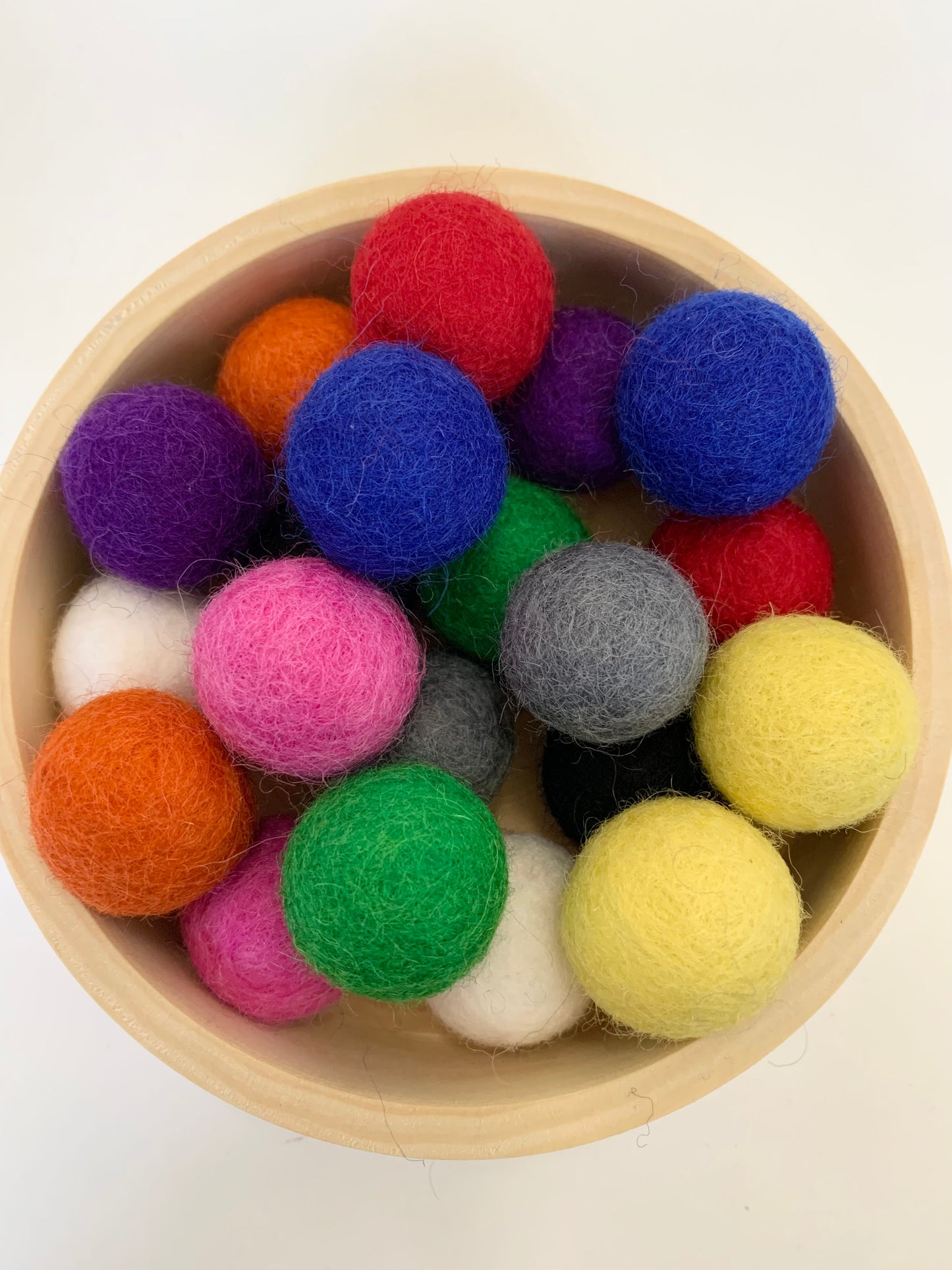 20 Rainbow Felt balls of 10 Colours